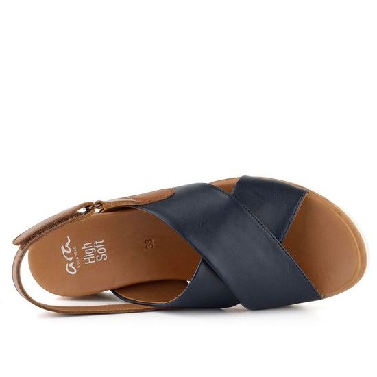 Ara dámské sandály s kříženými pásky Valencia Blau/Cognac 12-28206-05