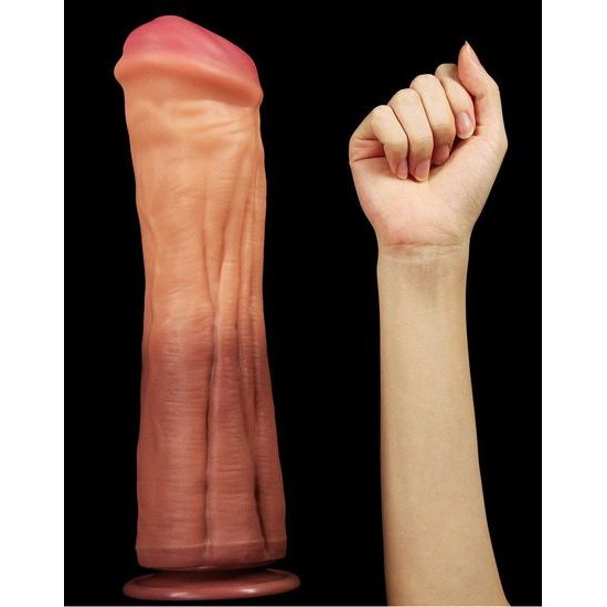 LoveToy 12" Dual Layered Platinum Silicone Cock