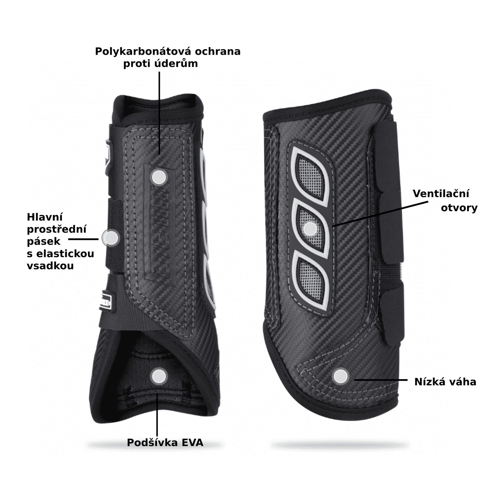 LeMieux Carbon Air XC Bottes Arrière Noir - Protection Équine Ventilée