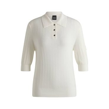 Svetr Boss Equestrian Corey Polo dámský M/38 soft cream - SLEVA - vypraný, oprava na rameni