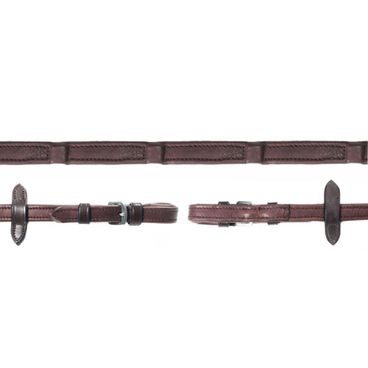 Otěže Schockemoehle kožené Durasoft se zarážkami hnědé/stříbrné