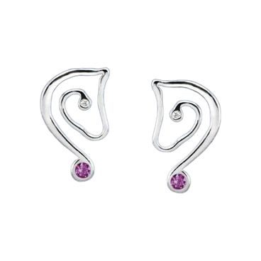 Náušnice hlava koně s fialovými zirkony z pravého stříbra CZ