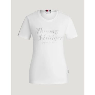 Tričko Tommy Hilfiger Equestrian Malibu dámské XL/42 optic white - SLEVA - chybí kamínek, ustřižené cedulky