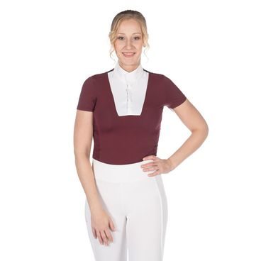 Tričko závodní HKM Virginia dámské XS/34 bordo - SLEVA - vytržený druk na límečku