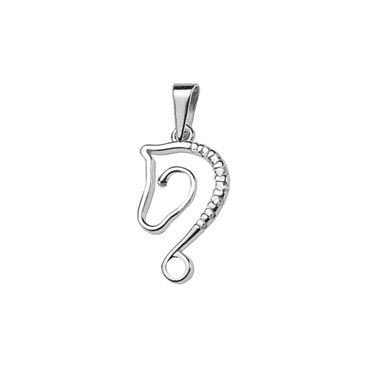 Přívěsek hlava koně se zirkony Swarovski z pravého stříbra bílá CZ