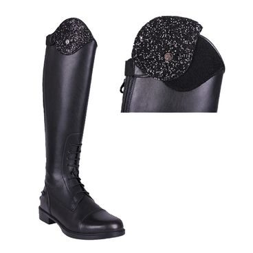 Jezdecké boty vysoké QHP Romy dětské 39 wide černé SLEVA- použito na focení