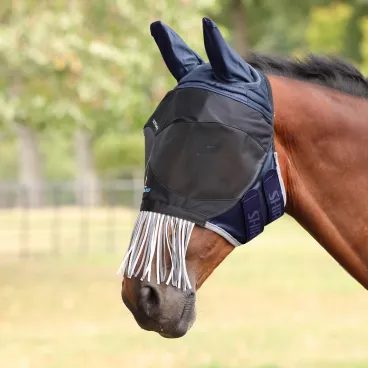 Maska na hlavu Shires Equestrian Pro Deluxe with Ears&Nose Fringe