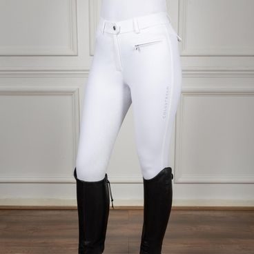 Rajtky Cavalleria Toscana American High waist Grip koleno dámské D34 bílé - SLEVA - malé skvrnky