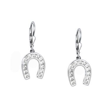 Náušnice podkova visací z pravého stříbra CZ