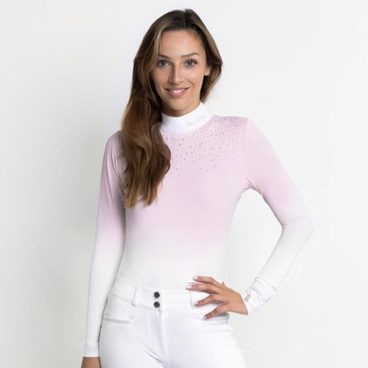 Tričko závodní Fleur de Lys Bellflower Crystal Ombre s dlouhým rukávem dámské