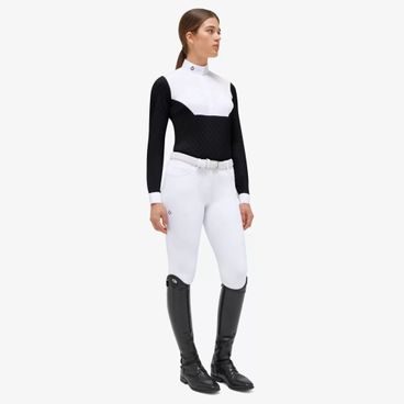 Tričko závodní Cavalleria Toscana Sheer Jacquard Jersey dl. rukáv dámské KOLEKCE 2024