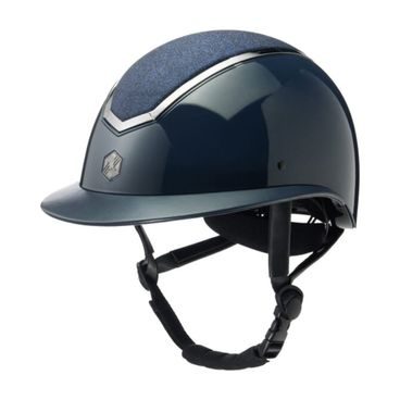 Jezdecká ochranná helma EQx by Charles Owen Kylo Sparkly Wide Peak I navy gloss/pewter M (55-58cm) - SLEVA - poškrábaná