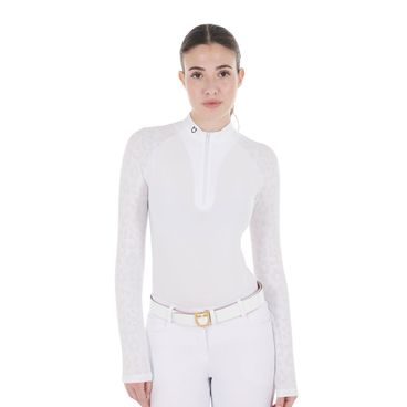 Tričko závodní Equestro Tulle Stretch Zip dl. rukáv dámské Kolekce 2025/26