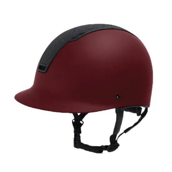 Jezdecká ochranná helma HKM Glitter tmavě červená/černá XS-S (51-55cm) SLEVA - odlepuje se třpytivý panel