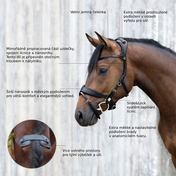 Uzdečka anatomická Stübben 2505 Freedom II Slide&Lock