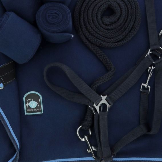 Sada odpocovací deka+ohlávka s vodítkem+sada bandáží Equitheme Complete