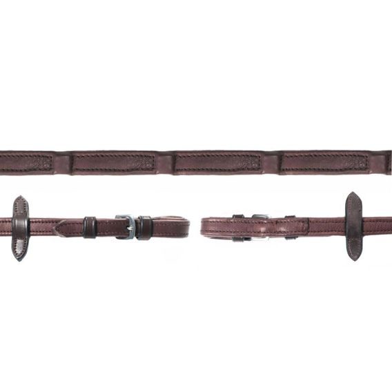 Otěže Schockemoehle kožené Durasoft se zarážkami hnědé/stříbrné