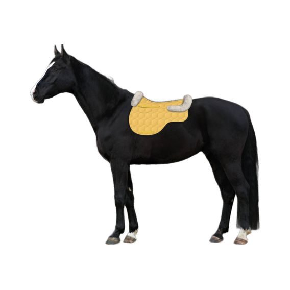 Podsedlová dečka Mattes Eurofit VS/L Qult Curry beránek vpředu i vzadu semi lined žlutá černý lem DOPRODEJ