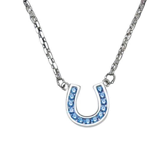 Náhrdelník podkova obrácená z pravého stříbra Artic Blue CZ