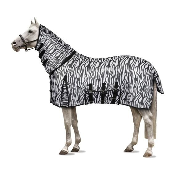 Deka síťovaná Horze Defender Zebra s krkem a laclem pod břicho