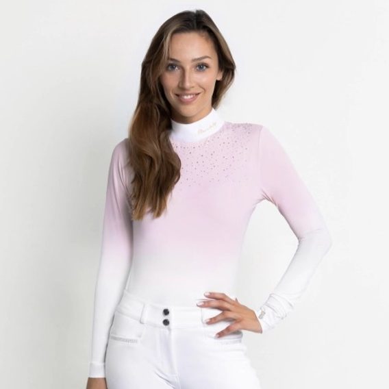 Tričko závodní Fleur de Lys Bellflower Crystal Ombre s dlouhým rukávem dámské