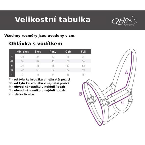 Ohlávka QHP nylon s vodítkem Kolekce 2025/26