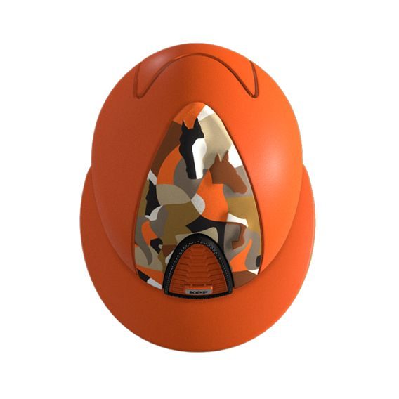 Jezdecká ochranná helma KEP Cromo 2.0 Textured Vikings Orange Crystal Black Jet