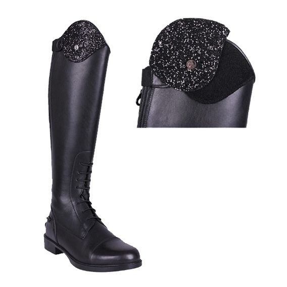 Jezdecké boty vysoké QHP Romy dětské 39 wide černé SLEVA- použito na focení