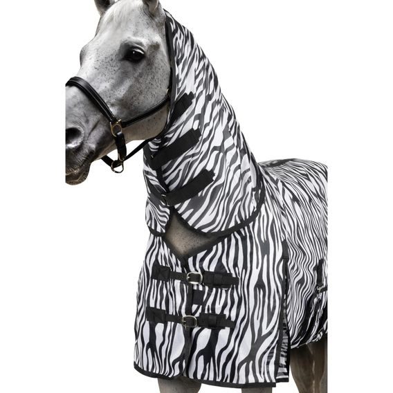 Deka síťovaná Horze Defender Zebra s krkem a laclem pod břicho