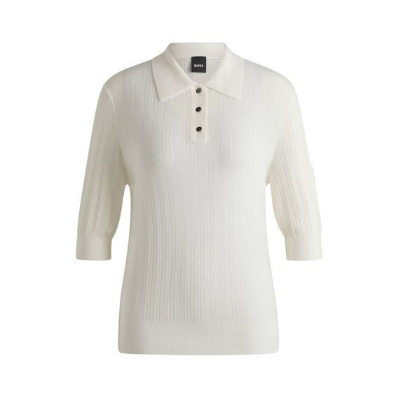 Svetr Boss Equestrian Corey Polo dámský M/38 soft cream - SLEVA - vypraný, oprava na rameni
