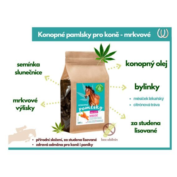 Konopné pamlsky pro koně Zelená Země 500g
