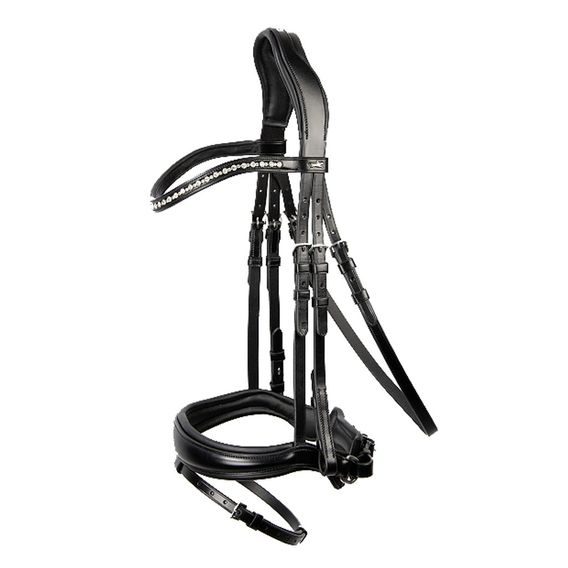 Uzdečka Schockemöhle Brantford anatomická švéd.nán. black/silver Cob - SLEVA - lehce odřený nánosník