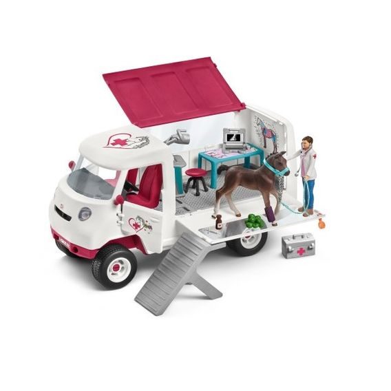 Schleich 42370 - Mobilní veterina s hříbětem a veterinářem DOPRODEJ