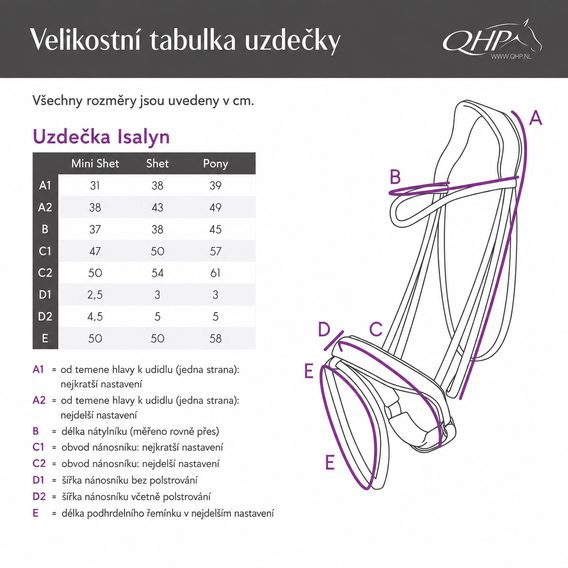Uzdečka + otěže QHP Isalyn Kolekce 2026/27