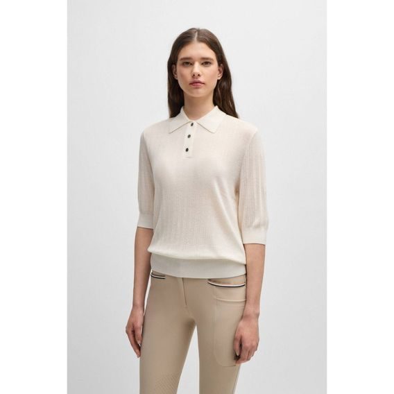 Svetr Boss Equestrian Corey Polo dámský M/38 soft cream - SLEVA - vypraný, oprava na rameni