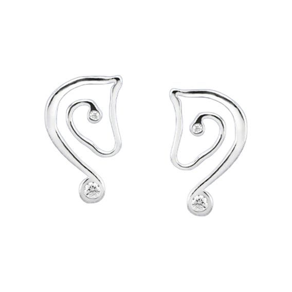 Náušnice hlava koně se zirkony z pravého stříbra CZ