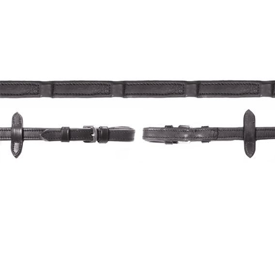 Otěže Schockemoehle kožené Durasoft se zarážkami černé/stř