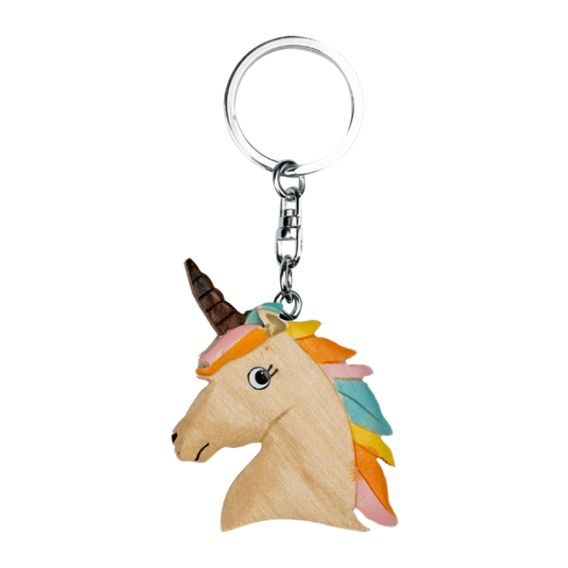 Přívěšek na klíče Unicorn Head dřevěný DOPRODEJ