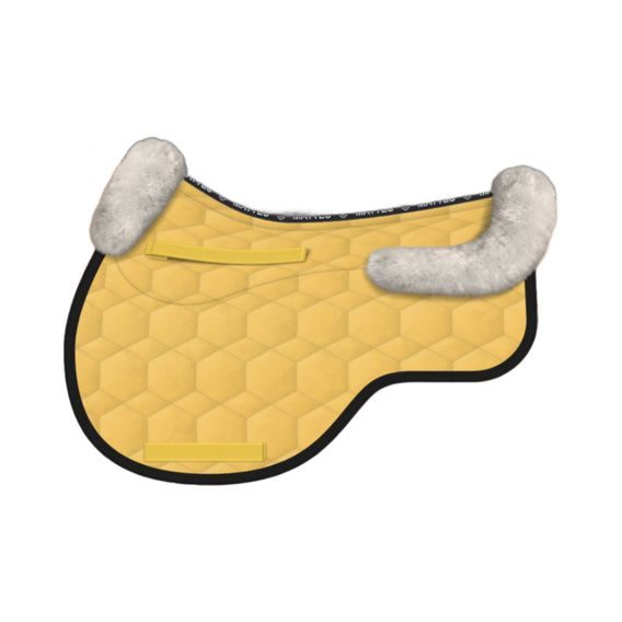 Podsedlová dečka Mattes Eurofit VS/L Qult Curry beránek vpředu i vzadu semi lined žlutá černý lem DOPRODEJ