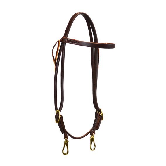 Uzdečka westernová Paul Taylor Oiled Harness Leather Double Buckle Browband Headstall with Snaps
