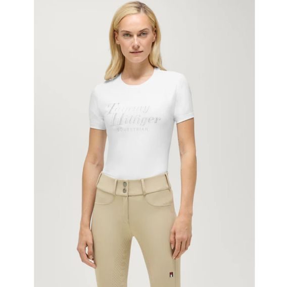 Tričko Tommy Hilfiger Equestrian Malibu dámské XL/42 optic white - SLEVA - chybí kamínek, ustřižené cedulky