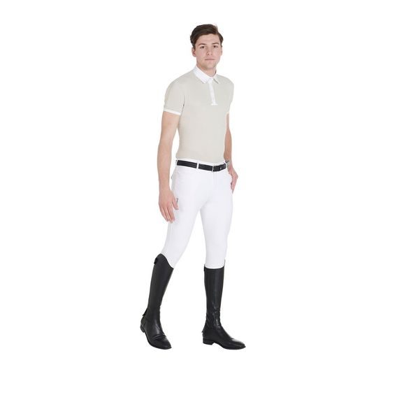 Rajtky Equestro Slim Fit Knee Grip pánské M/48 white - SLEVA - rozpitá barva u loga