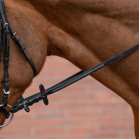 Otěže Star Diamond plátěné s kamínky 16mm