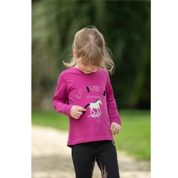 Tričko HKM Polly dl. rukáv dětské 134/140 magenta - SLEVA - zašitý rukáv