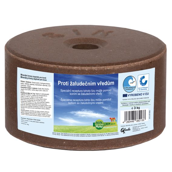 Minerální liz z mořské soli proti žaludečním vředům koní 3kg