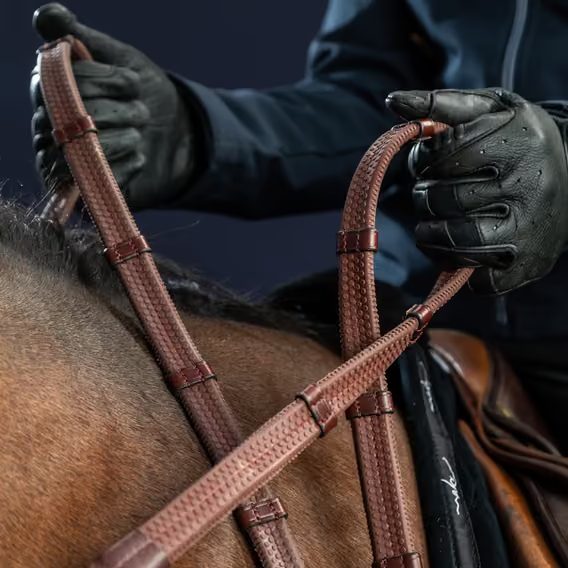Otěže Dy'on 1/2" Rubber Reins With 7 Leather NE05C