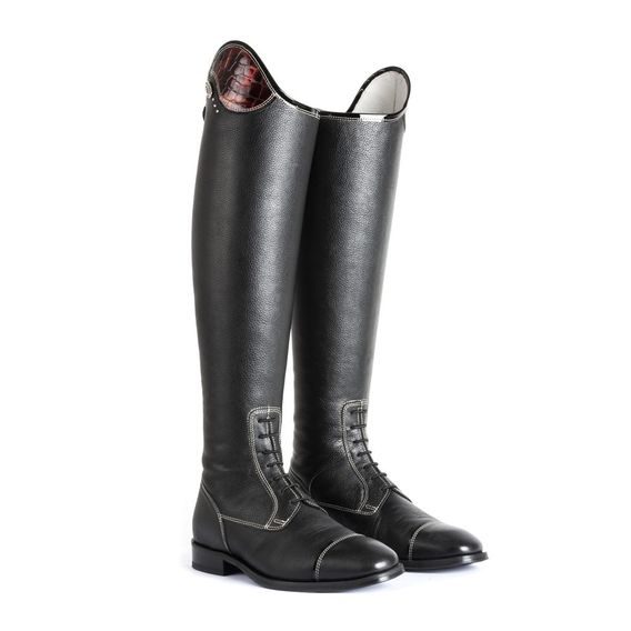 Jezdecké boty Tricolore by DeNiro Quick Salentino /02 MA 38 XXXS šněrování černé/Top Lucido Burgundy+Amabile krytka - SLEVA - použité na focení