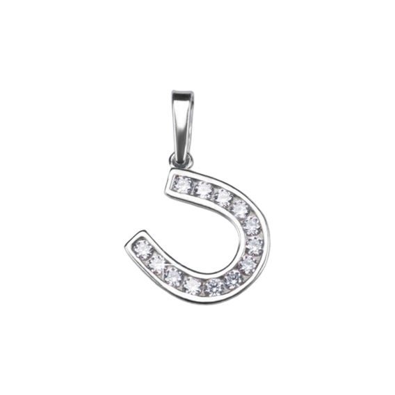 Přívěsek podkova obrácená se zirkony z pravého stříbra CZ