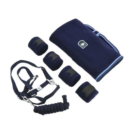 Sada odpocovací deka+ohlávka s vodítkem+sada bandáží Equitheme Complete