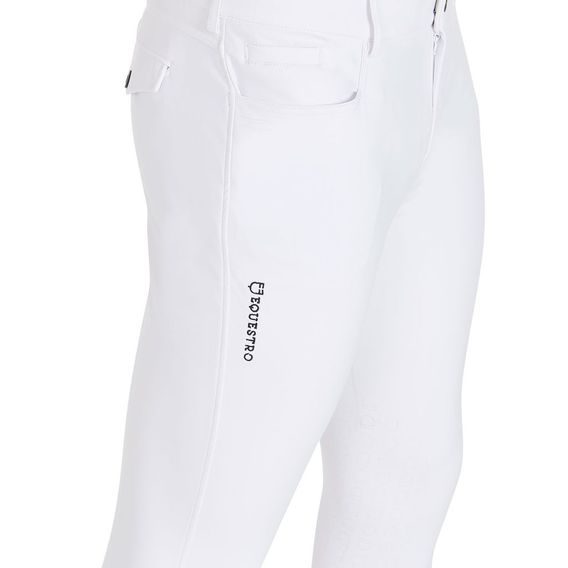 Rajtky Equestro Slim Fit Knee Grip pánské M/48 white - SLEVA - rozpitá barva u loga